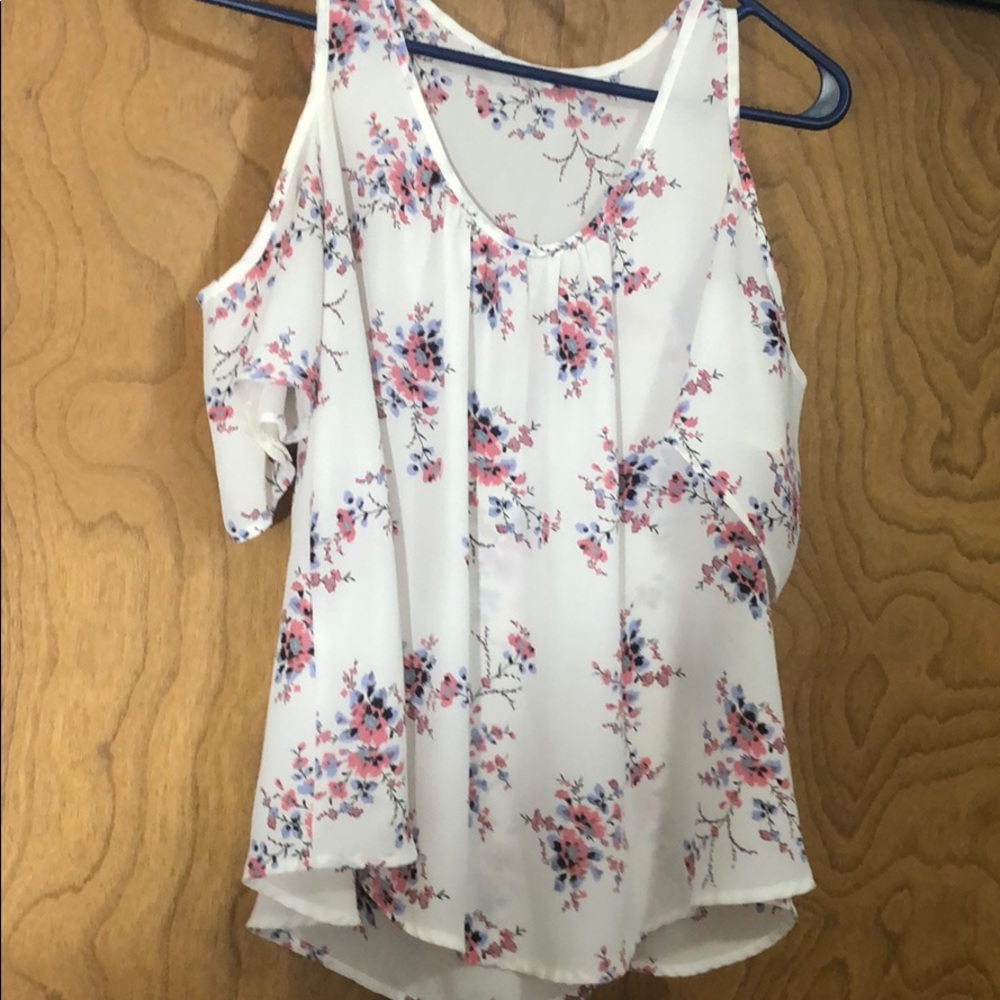 white floral blouse